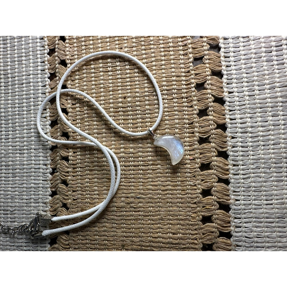 Blue Flash Moonstone Crescent Moon Pendant Necklace - Picture 5 of 7